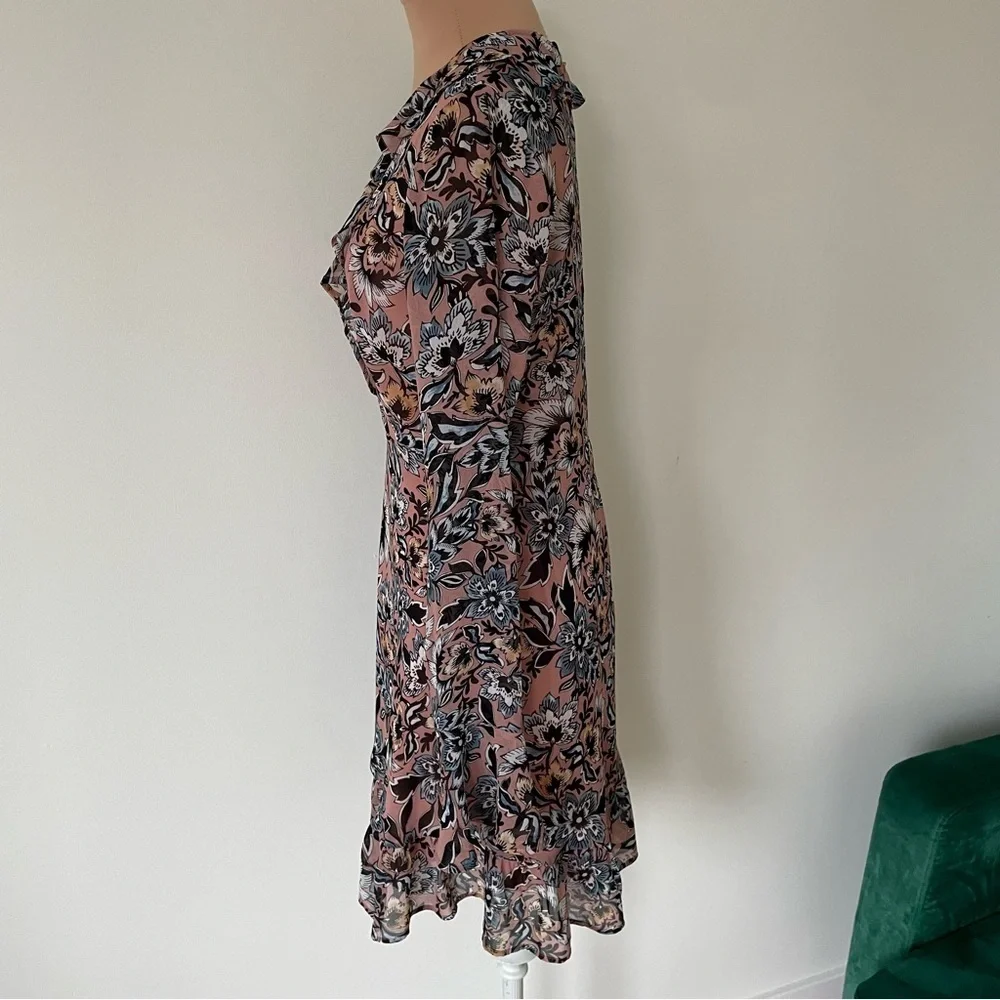 For Love & Lemons Gracie Nude Dusty Rose Floral Long Sleeve Mini Dress EUC Sz M